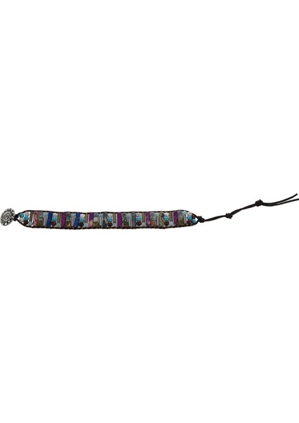 Kadın Boho Bilezik Tüp Şekli Doğal Taş Tek Deri Wrap Yarı Değerli Boncuklu Manşet (Yurt Dışından) fırsatları