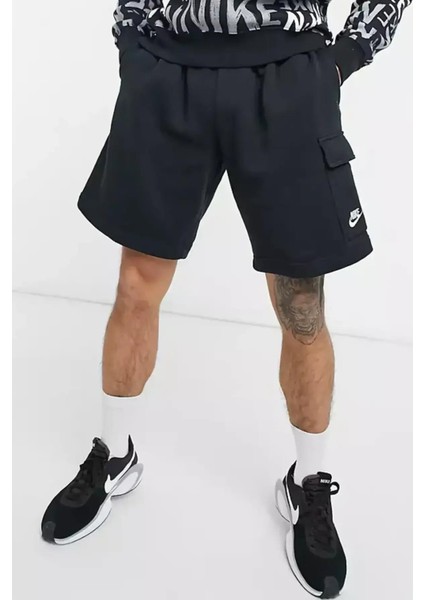 Sportswear Clup Fleece Erkek Siyah Kargo Cepli Şort fiyatları