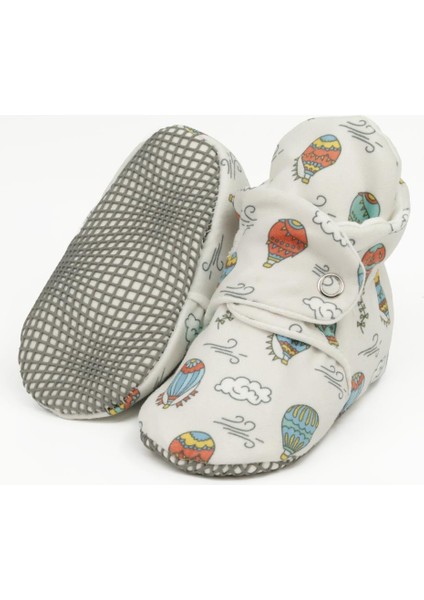 Organik Pamuk Bebek Pandufu, Kaydırmaz Taban, Yenidoğan Patiği, Ev Kreş Ayakkabısı, Kapadokya