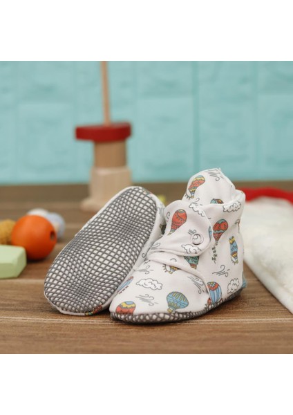 Organik Pamuk Bebek Pandufu, Kaydırmaz Taban, Yenidoğan Patiği, Ev Kreş Ayakkabısı, Kapadokya