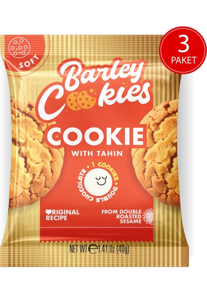 Barley Cookies Tahinli Soft Cookies 40G x 3 Paket