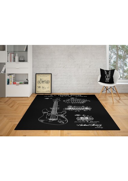 Fender Stratocaster Gitar Chalkboard Halı