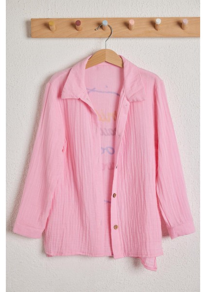Smile Çocuk Keten Gömlek Pembe modelleri