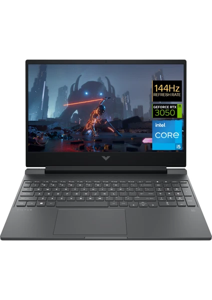 Victus Gaming 15-FA0011NT Intel Core i5 12450H 16GB 512GB SSD RTX3050 Freedos 15.6" FHD 144Hz Taşınabilir Bilgisayar 80D33EA