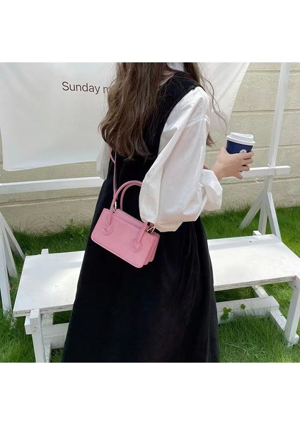 Niş Kadın Çantası Basit Mini Pembe Küçük Kare Çanta 2024 Yeni Stil Yabancı Stil Küçük Çanta El Tipi Çapraz Çanta Moda (Yurt Dışından) fırsatları