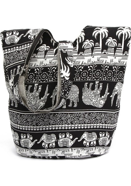 Vintage Pamuk Omuz Çantası Bohem Tarzı Messenger Fil Baskı Crossbody (Yurt Dışından) fiyatları