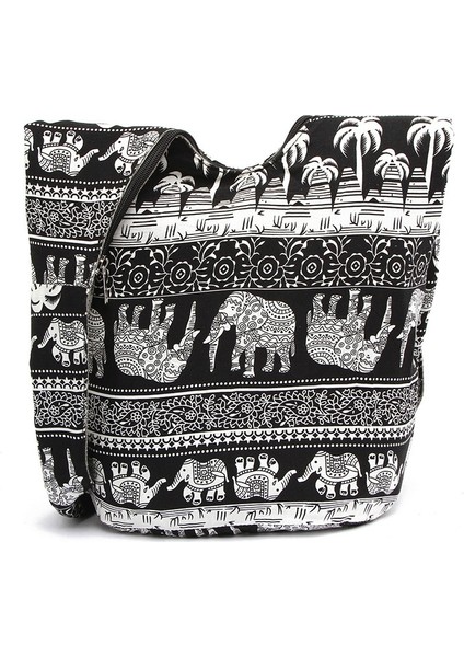 Vintage Pamuk Omuz Çantası Bohem Tarzı Messenger Fil Baskı Crossbody (Yurt Dışından) fırsatları