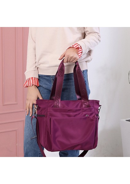 Rahat Basit Büyük Kapasiteli Kanvas Tote Çanta Kadın Taşınabilir Omuz Askılı Postacı Çantaları Kadınlar Için Mor (Yurt Dışından) modelleri