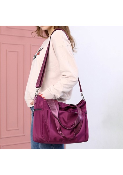 Rahat Basit Büyük Kapasiteli Kanvas Tote Çanta Kadın Taşınabilir Omuz Askılı Postacı Çantaları Kadınlar Için Mor (Yurt Dışından) fırsatları