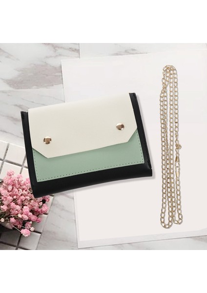 Panelli Flap Messenger Çanta Mini Zincirler Zarf Crossbody Çanta Moda Kadın Deri Omuz Telefon Yeşil (Yurt Dışından) fiyatları