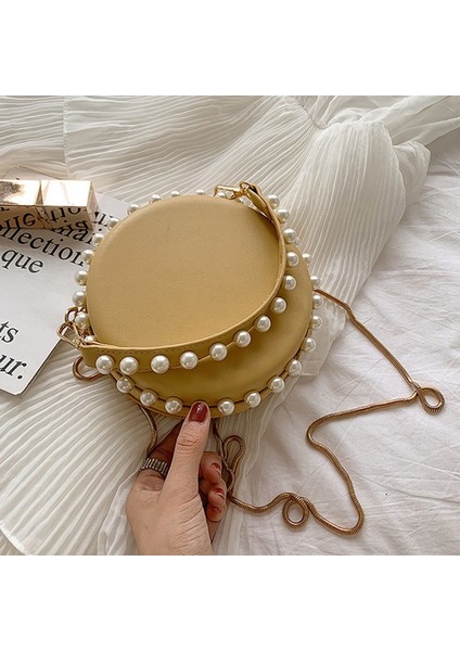 Yaz Küçük Taze Yeni Vahşi Bayan Omuz Çantası Yabancı Ruh Messenger Abiye Inci Yuvarlak Cüzdan Çanta Sarı (Yurt Dışından) fiyatları