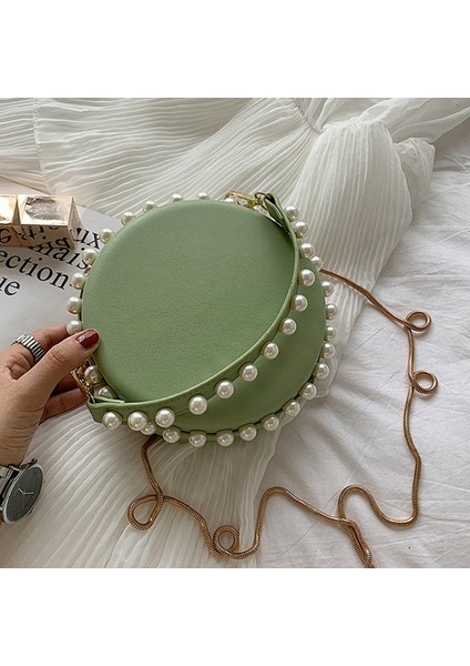 Yaz Küçük Taze Yeni Vahşi Bayan Omuz Çantası Yabancı Ruh Messenger Abiye Inci Yuvarlak Cüzdan Çanta Sarı (Yurt Dışından) modelleri