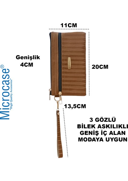 3 Bölmeli Fermuarlı Bilek Askılıklı Saten Görünümlü Kadın Cüzdanı AL4497