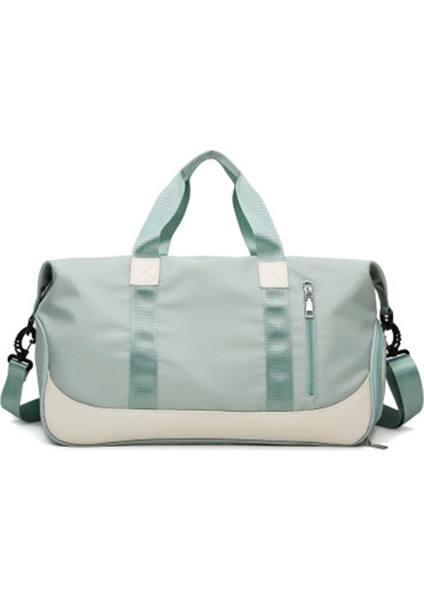Erkekler ve Kadınlar Islak Kuru Spor Çantası Spor Eğitimi Omuz Seyahat Yeşil + Beyaz (Yurt Dışından)