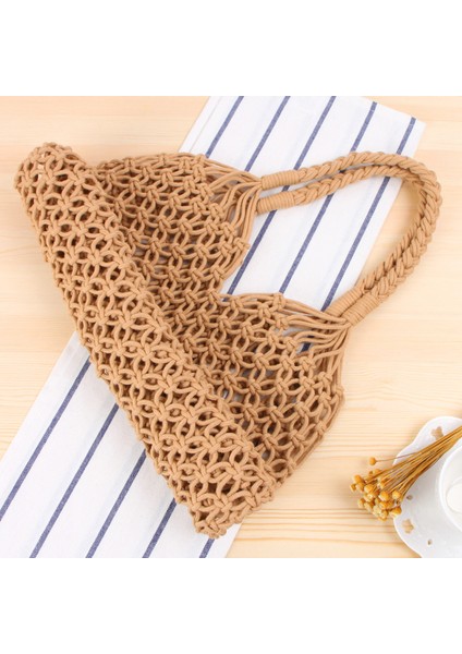 Çanta Balık Ağı Dokuma Çanta Tatil Plaj Retro El Dokuma Omuz Bohem Rahat Kadın Sarı (Yurt Dışından) fiyatları