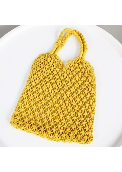 Çanta Balık Ağı Dokuma Çanta Tatil Plaj Retro El Dokuma Omuz Bohem Rahat Kadın Sarı (Yurt Dışından) fırsatları
