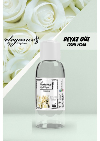Beyaz Gül 100 ml - Yedek Dolum Şişesi Oda Kokusu Reed Diffuser