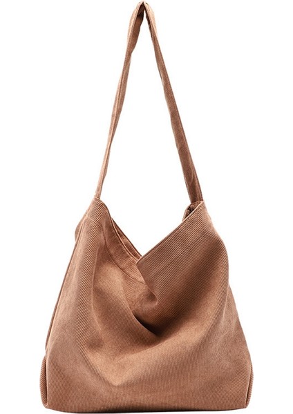 Tek Omuz Çantası Günlük Moda Büyük Kapasiteli Tote Kadife Messenger Kahverengi (Yurt Dışından)