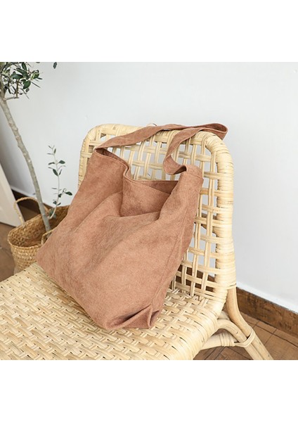 Tek Omuz Çantası Günlük Moda Büyük Kapasiteli Tote Kadife Messenger Kahverengi (Yurt Dışından) fırsatları