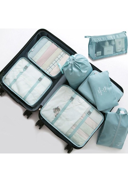 8 Adet Seyahat Saklama Çantası Seti Kutusu Taşınabilir Bagaj Elbise Ayakkabı Çantası (Mavi) (Yurt Dışından) fırsatları
