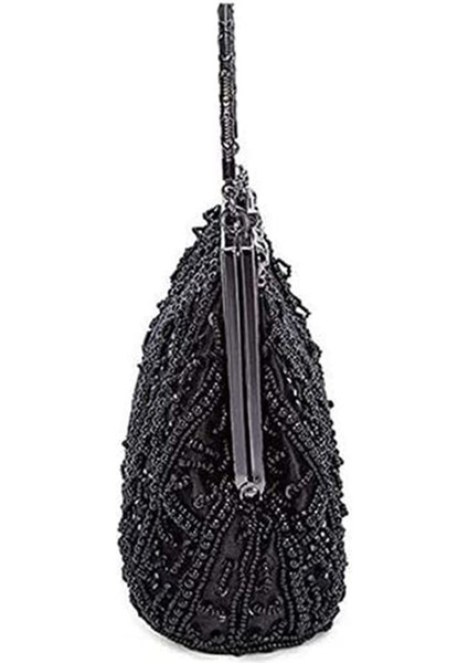 Kadınlar Için Vintage Boncuklu Debriyaj Akşam Çanta Resmi Gelin Düğün Çanta Balo Kokteyl Parti Çanta (Siyah) (Yurt Dışından) fiyatları