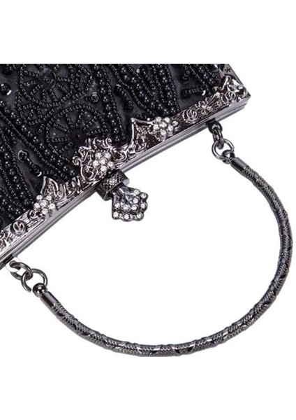 Kadınlar Için Vintage Boncuklu Debriyaj Akşam Çanta Resmi Gelin Düğün Çanta Balo Kokteyl Parti Çanta (Siyah) (Yurt Dışından) fırsatları