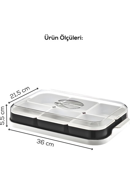 6 Bölmeli Kapaklı Kahvaltılık Seti Antrasit indirimleri