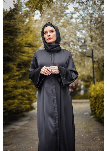 Harika Wear Krep Siyah Abaya Ferace