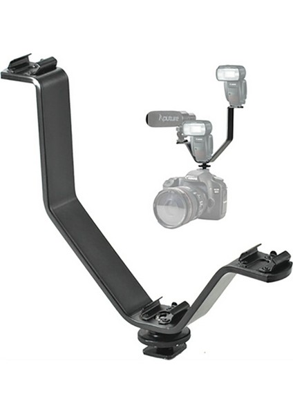 Dslr Makineler Kameralar Için V Bracket Üç Grişli Flaş, Led, Mikrofon Tutucu Çoklayıcı