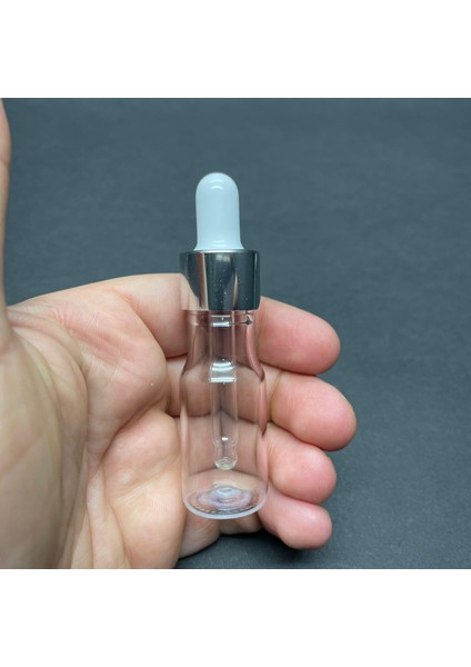 10 ml Plastik Şişe Cam Damlalıklı , Gümüş Metal Kapaklı , 10 cc Cam Damlalıklı Pe Şişe x 10 Adet