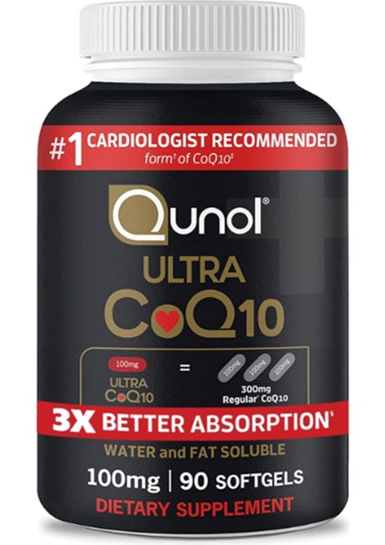 Ultra COQ10 100MG 90 Softgels Antioxidant Energy Coenzyme Q10 Vitamins Usa Menşei 3646