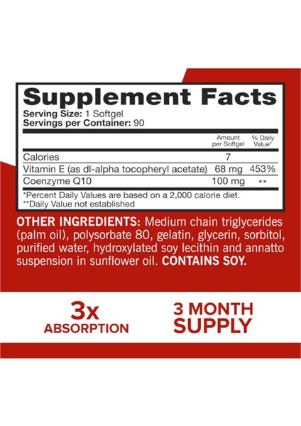 Ultra COQ10 100MG 90 Softgels Antioxidant Energy Coenzyme Q10 Vitamins Usa Menşei 3646 modelleri