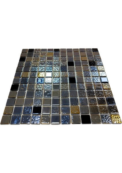 Mutfak Tezgah Arası, Havuz, Sauna, Spa, ve Yaşam Alanlarının Tüm Yüzeyleri Için Lüsterli Siyah Kristal Cam Mozaik. Cam Ebatı: 23X23 Mm. File Ölçüsü: 30X30CM. (1 Kutu=11 File=1m2 Fiyatıdır )