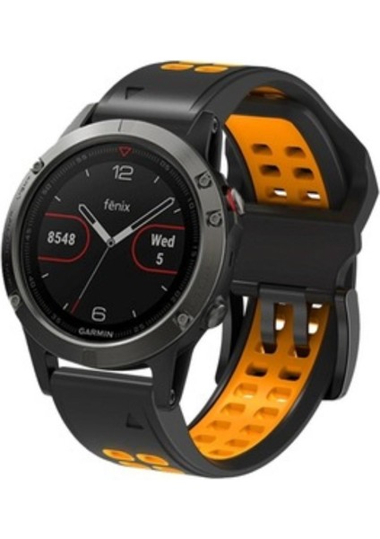 Garmin Fenix 5x-5x Plus (26MM) Çift Sıralı Silikon Saat Kordonu