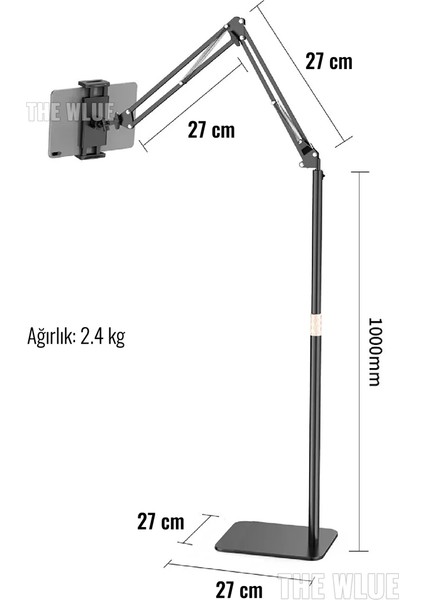 The Wlue 6-11 Inch Metal Ayaklı Flexible Tablet ve Telefon Tutucu Stand 148 cm Metal Tablet Tripod