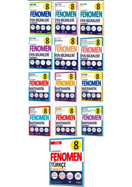 Fenomen 8 Türkçe + Fen + Matematik Fasıküllerı ( Toplam 3 Lü Set )