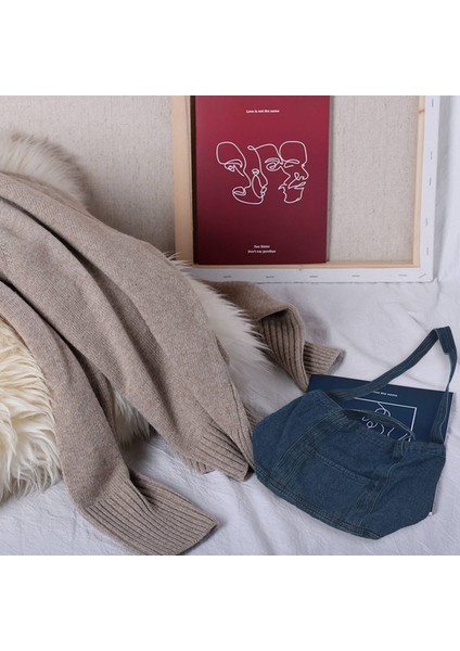 Slouch Çanta Günlük Jean Kumaş Çanta Eğlence Kore Tarzı Moda Japon Messenger Üstten Saplı Çanta, Lacivert (Yurt Dışından) fiyatları