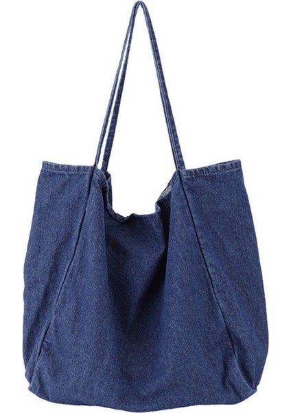 Büyük Kapasiteli Çanta Klasik Kadın Kumaş Günlük Plaj Yaz Büyük Boy Bozuk Para Cüzdanı Lacivert (Yurt Dışından)