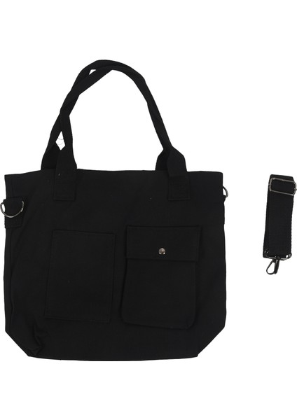 Japon Kanvas Çanta Basit Küçük Taze Kadın Tek Omuz Çapraz Çanta Siyah (Yurt Dışından)