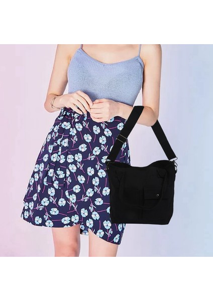 Japon Kanvas Çanta Basit Küçük Taze Kadın Tek Omuz Çapraz Çanta Siyah (Yurt Dışından) fiyatları