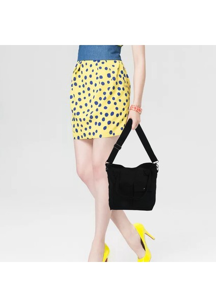 Japon Kanvas Çanta Basit Küçük Taze Kadın Tek Omuz Çapraz Çanta Siyah (Yurt Dışından) modelleri