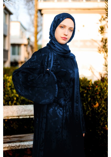 Harika Wear Lacivert Modern Ipekli Abaya