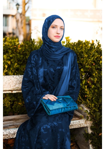 Harika Wear Lacivert Modern Ipekli Abaya