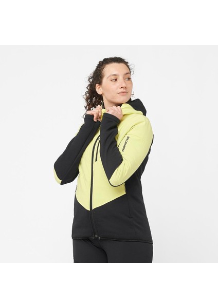 Outline Warm Hybrid Kadın Tam Fermuar Polar - Sarı Siyah