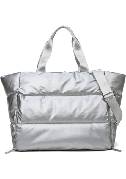 Kış Yeni Büyük Kapasiteli Omuz Çantası Kadınlar Için Su Geçirmez Naylon Çanta Omuz, Gümüş (Yurt Dışından)