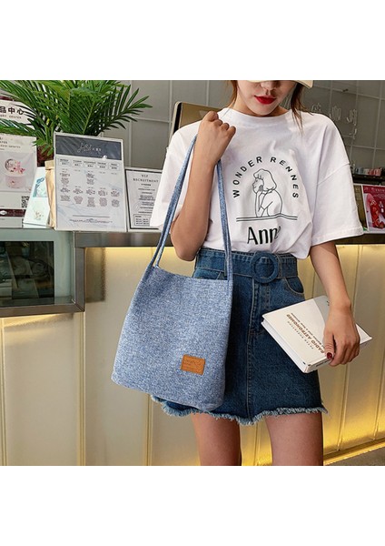 Basit Moda Kadın Çanta Kova Kanvas Öğrenci Tek Omuz Messenger (Siyah) (Yurt Dışından) fiyatları