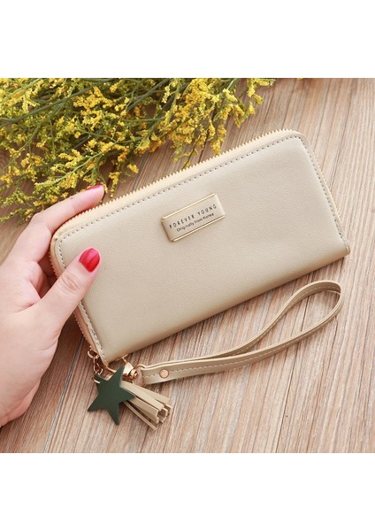 Düz Renk Uzun Bayan Cüzdan Klip Fermuar Para Cep Telefonu Çanta Altın (Yurt Dışından) fırsatları