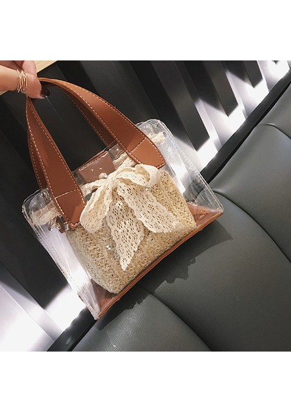 Dantel Şeffaf Dokuma Hasır Bayan Jöle Çanta Messenger Omuz Kovası Plaj Kadın Kahverengi (Yurt Dışından) fiyatları