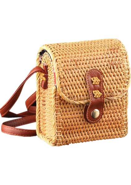 Yuvarlak Rattan Çanta El Dokuma Kadın Messenger'ın Plaj Hasır Omuz Tatil Paketi (Yurt Dışından)