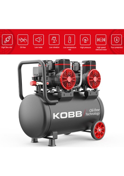 KBK50S2 4.0 Hp 50 Lt 8 Bar Çift Motorlu Yağsız Sessiz Taşınabilir Hava Kompresörü